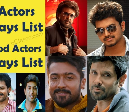 Tamil Actors Birthdays List