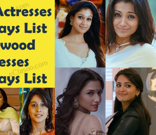 Tamil Actresses Birthdays List